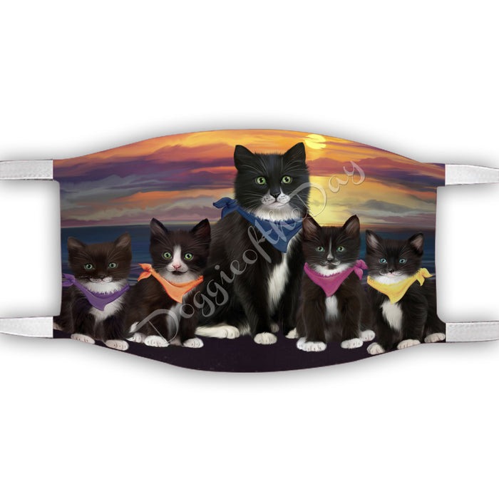 Family Sunset Tuxedo Cats Face Mask FM49246