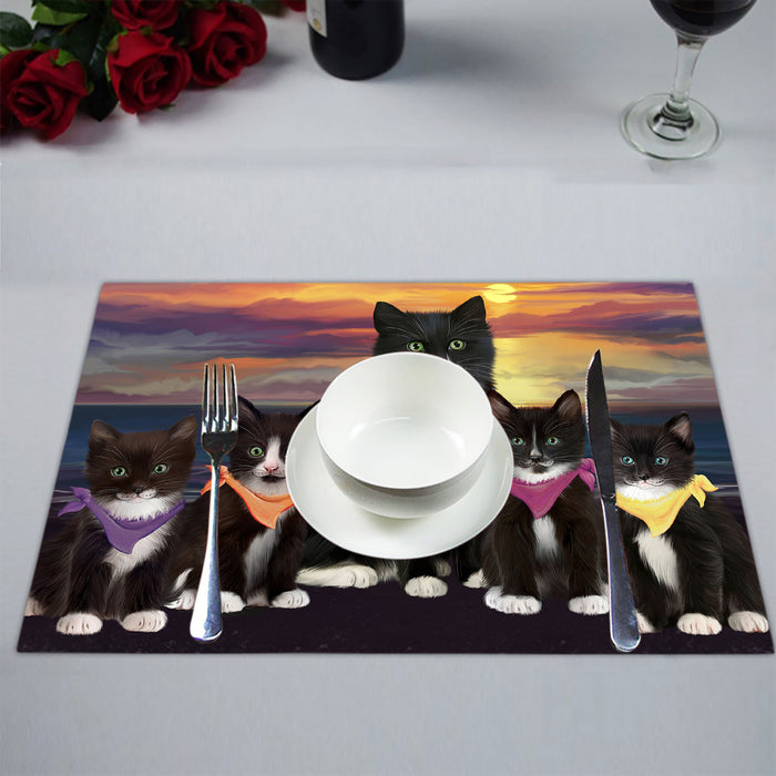 Family Sunset Portrait Tuxedo Cats Placemat
