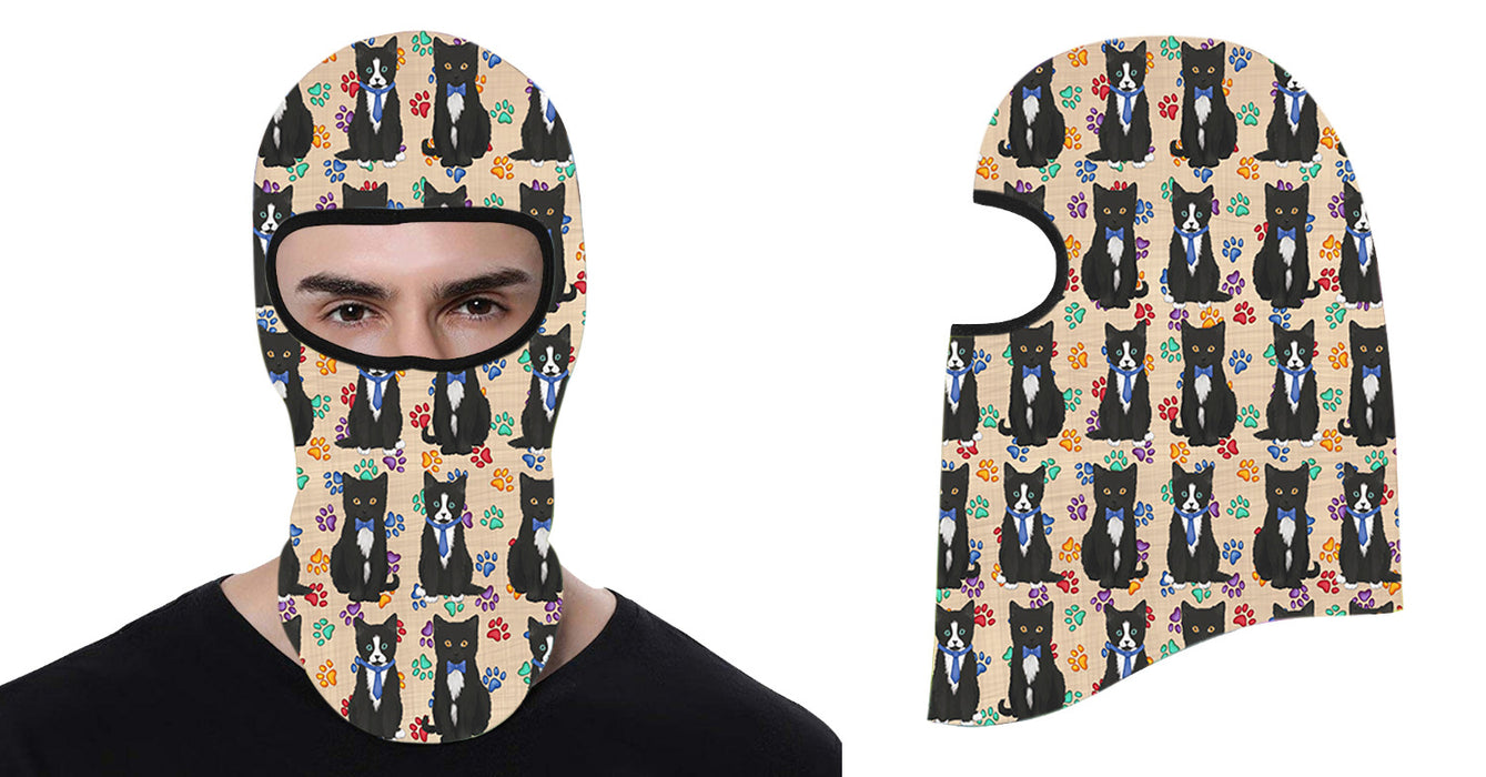 Rainbow Paw Print Tuxedo Cats All Over Print Balaclava Ski Mask SM48239