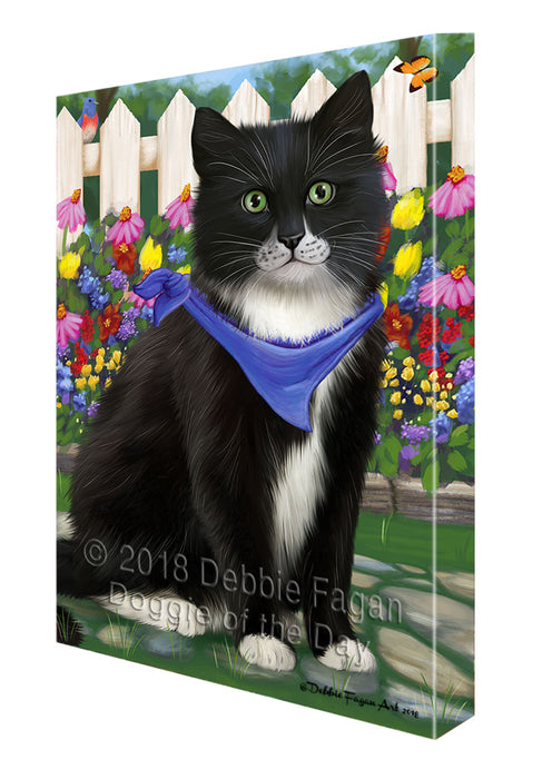 Spring Floral Tuxedo Cat Canvas Print Wall Art Décor CVS87317