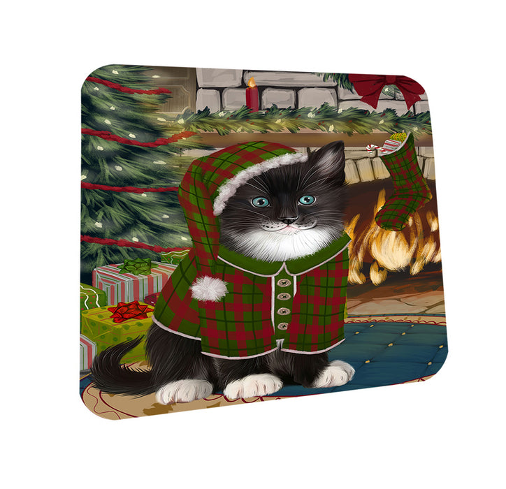 The Stocking was Hung Tuxedo Cat Coasters Set of 4 CST55600