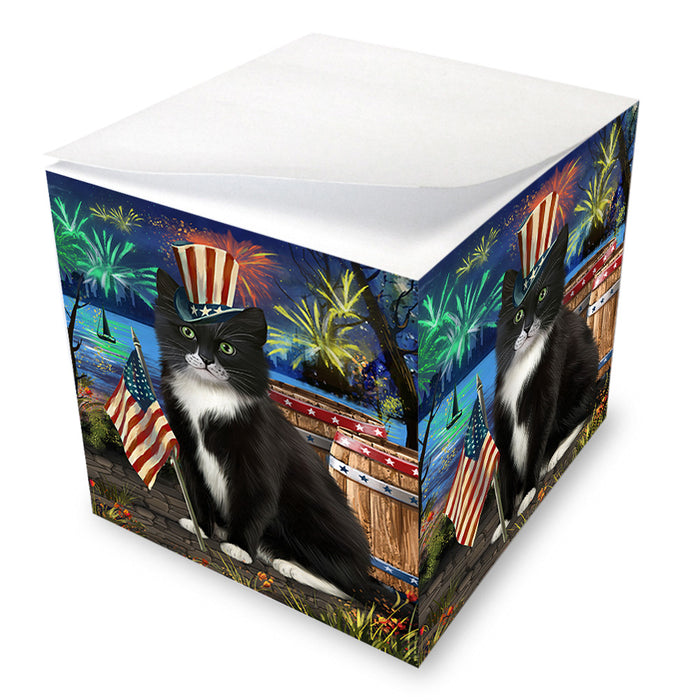4th of July Independence Day Firework Tuxedo Cat Note Cube NOC55747