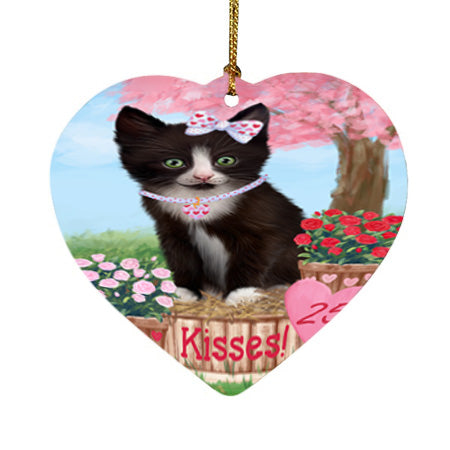 Rosie 25 Cent Kisses Tuxedo Cat Heart Christmas Ornament HPOR56609