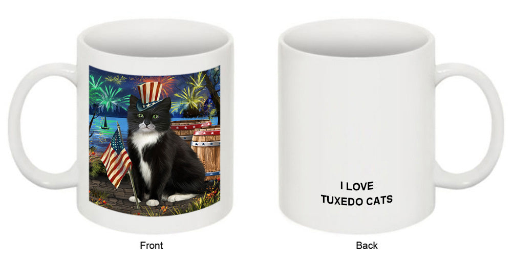 4th of July Independence Day Firework Tuxedo Cat Coffee Mug MUG49499
