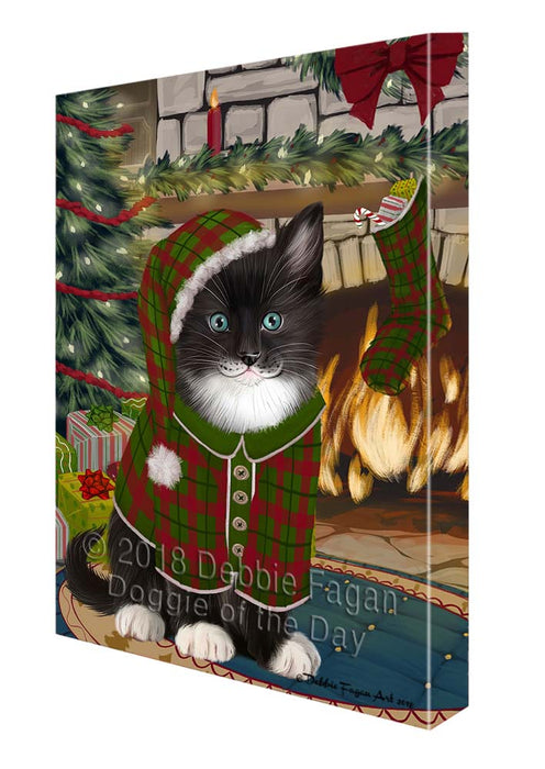 The Stocking was Hung Tuxedo Cat Canvas Print Wall Art Décor CVS120707