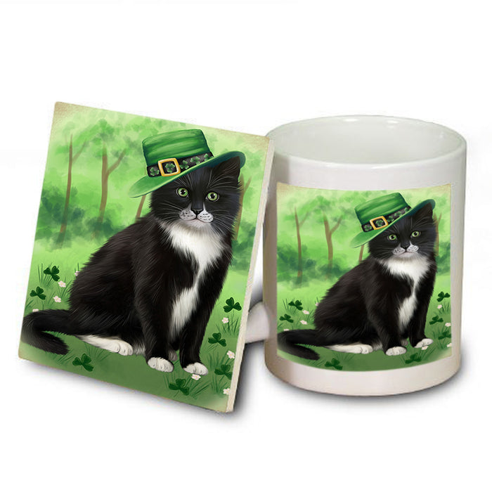St. Patricks Day Irish Portrait Tuxedo Cat Mug and Coaster Set MUC57044