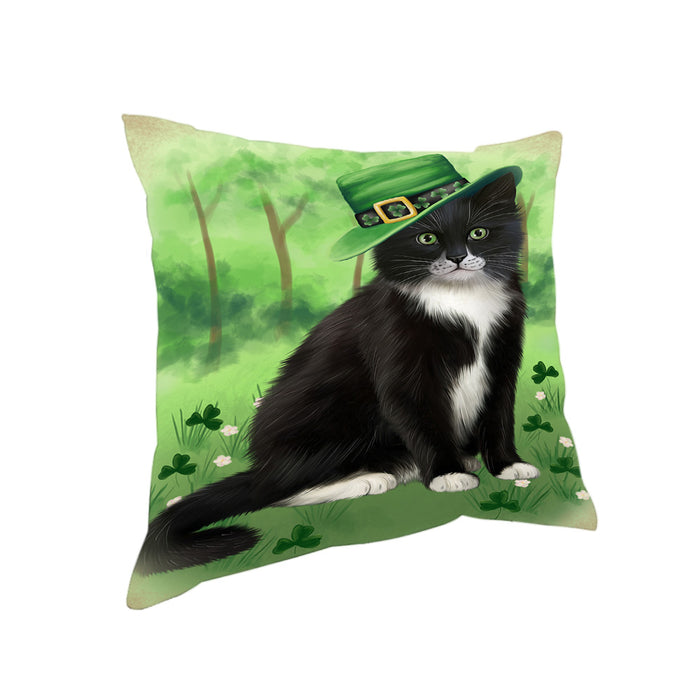 St. Patricks Day Irish Portrait Tuxedo Cat Pillow PIL86320