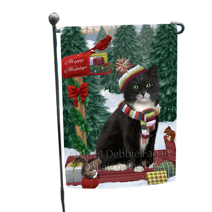 Merry Christmas Woodland Sled Tuxedo Cat Garden Flag GFLG55354