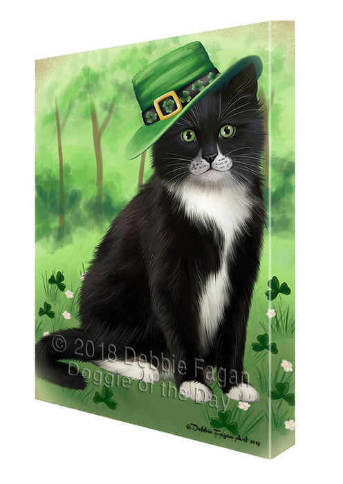 St. Patricks Day Irish Portrait Tuxedo Cat Canvas Print Wall Art Décor CVS135908