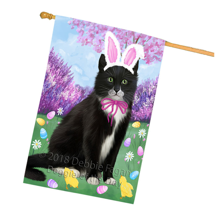 Easter Holiday Tuxedo Cat House Flag FLG57636