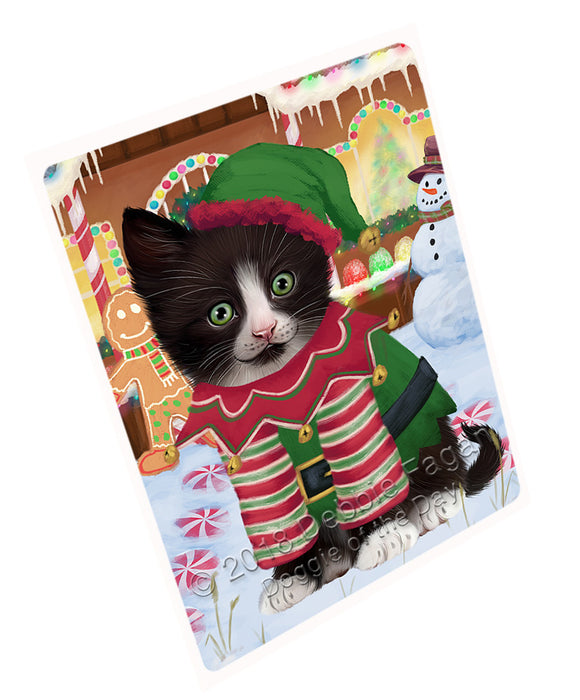 Christmas Gingerbread House Candyfest Tuxedo Cat Magnet MAG74877 (Small 5.5" x 4.25")