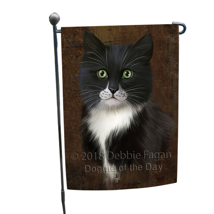 Rustic Tuxedo Cat Garden Flag GFLG54558