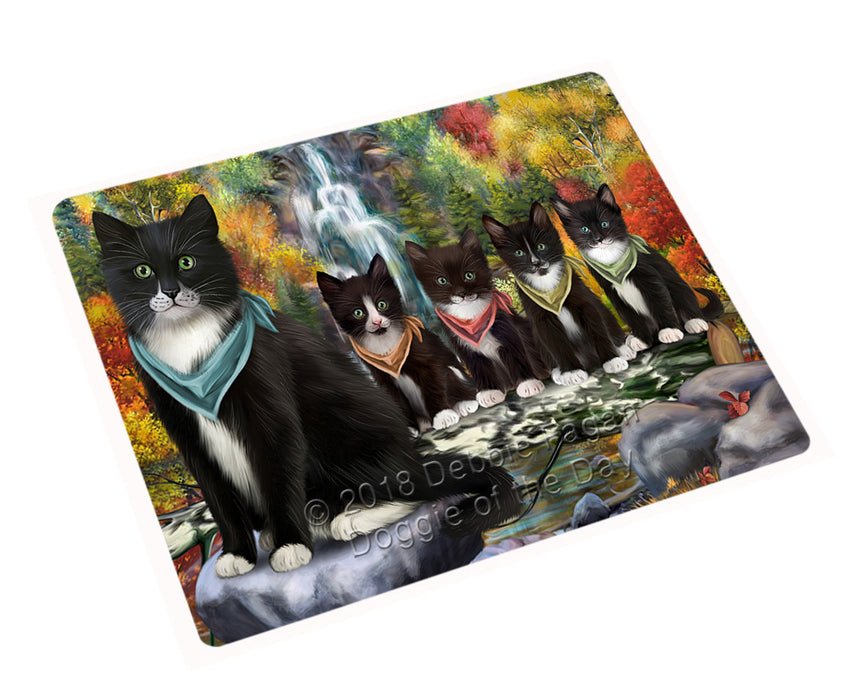 Scenic Waterfall Tuxedo Cats Large Refrigerator / Dishwasher Magnet RMAG72342