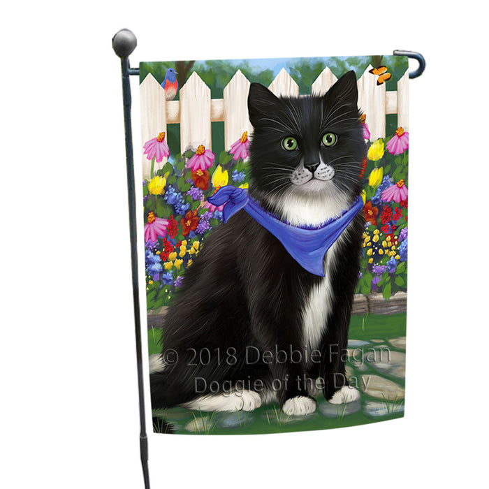 Spring Floral Tuxedo Cat Garden Flag GFLG52225