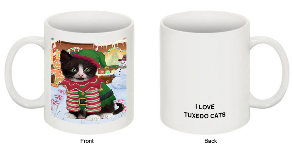 Christmas Gingerbread House Candyfest Tuxedo Cat Coffee Mug MUG51978