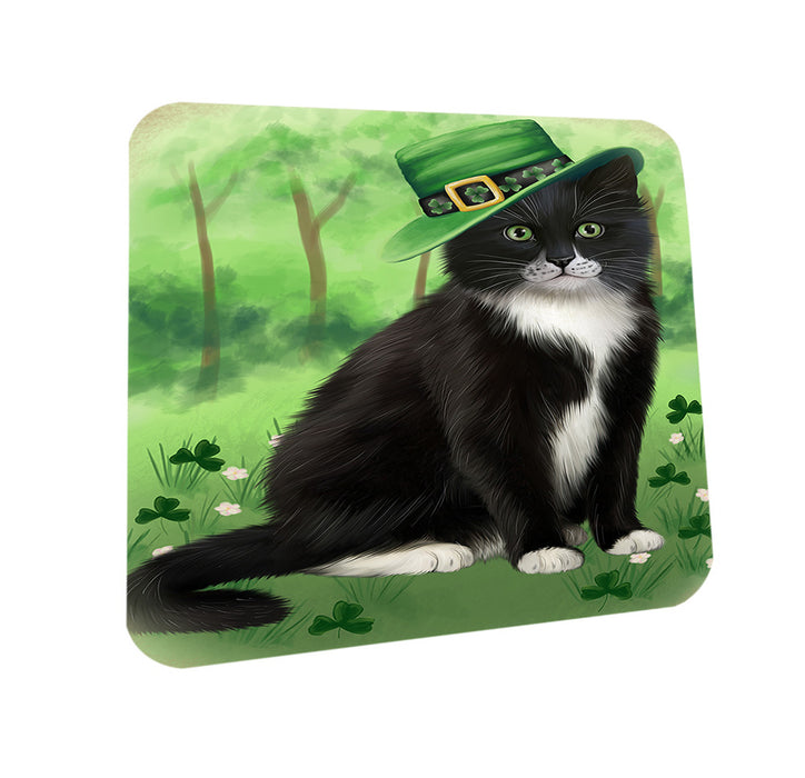 St. Patricks Day Irish Portrait Tuxedo Cat Coasters Set of 4 CST57010