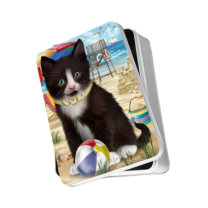 Pet Friendly Beach Tuxedo Cat Photo Storage Tin PITN51610
