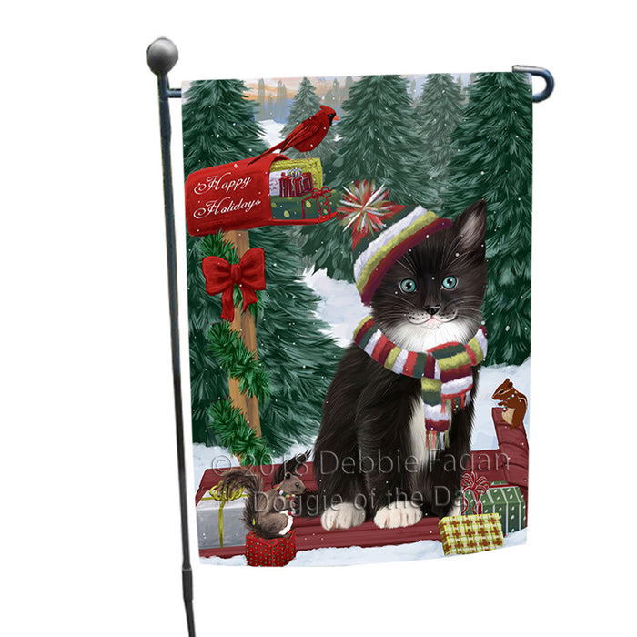 Merry Christmas Woodland Sled Tuxedo Cat Garden Flag GFLG55355