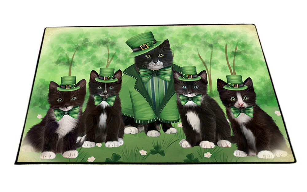 St. Patricks Day Irish Portrait Tuxedo Cats Floormat FLMS54245