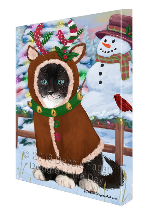 Christmas Gingerbread House Candyfest Tuxedo Cat Canvas Print Wall Art Décor CVS131453