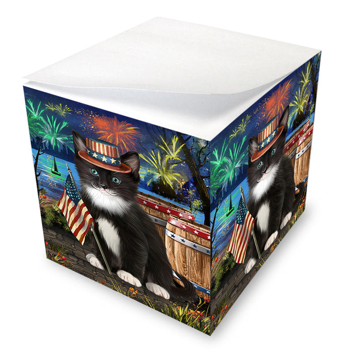 4th of July Independence Day Firework Tuxedo Cat Note Cube NOC55748