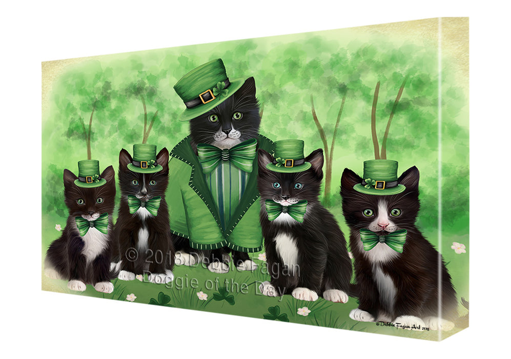 St. Patricks Day Irish Portrait Tuxedo Cats Canvas Print Wall Art Décor CVS135917