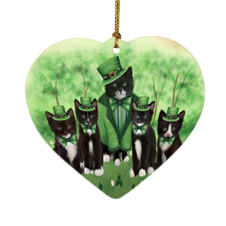 St. Patricks Day Irish Portrait Tuxedo Cats Heart Christmas Ornament HPOR57993
