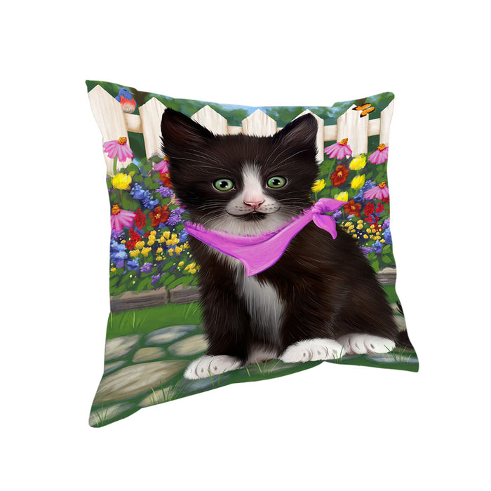 Spring Floral Tuxedo Cat Pillow PIL65280