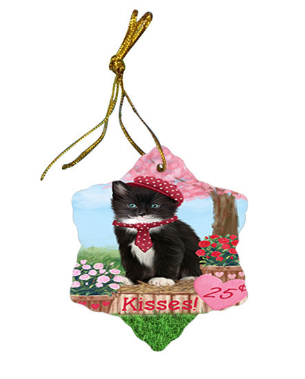 Rosie 25 Cent Kisses Tuxedo Cat Star Porcelain Ornament SPOR56610