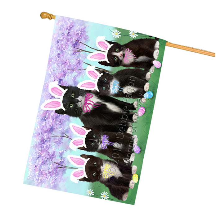 Easter Holiday Tuxedo Cats House Flag FLG57637