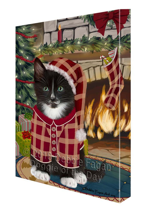 The Stocking was Hung Tuxedo Cat Canvas Print Wall Art Décor CVS120716