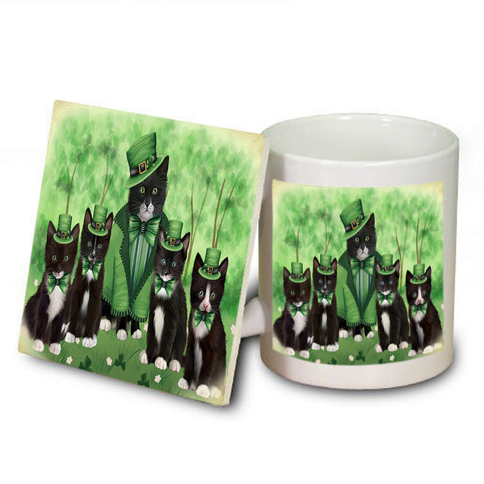 St. Patricks Day Irish Portrait Tuxedo Cats Mug and Coaster Set MUC57045