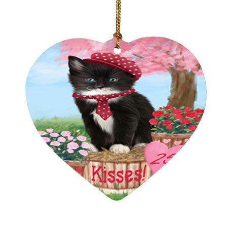 Rosie 25 Cent Kisses Tuxedo Cat Heart Christmas Ornament HPOR56610