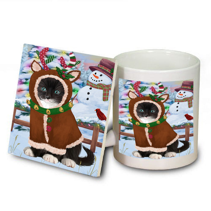 Christmas Gingerbread House Candyfest Tuxedo Cat Mug and Coaster Set MUC56573
