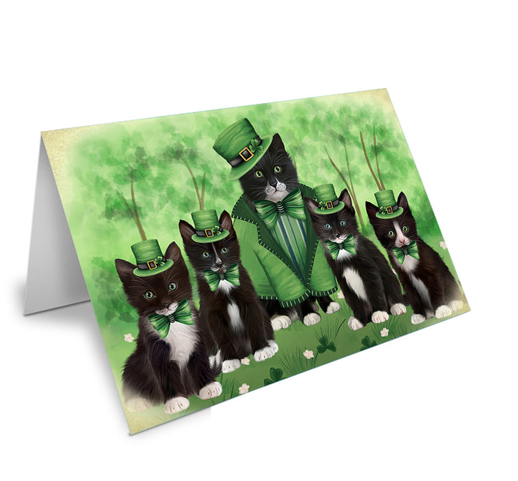 St. Patricks Day Irish Portrait Tuxedo Cats Handmade Artwork Assorted Pets Greeting Cards and Note Cards with Envelopes for All Occasions and Holiday Seasons GCD76673