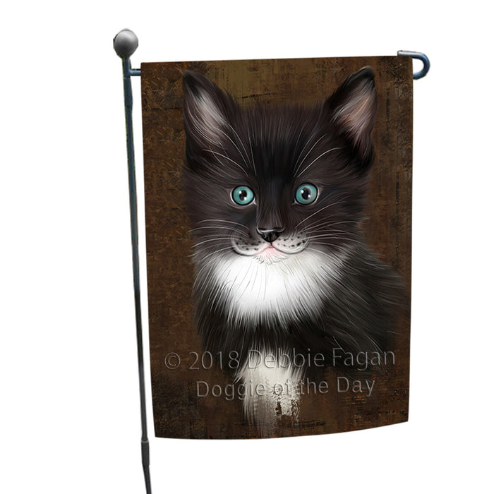 Rustic Tuxedo Cat Garden Flag GFLG54559