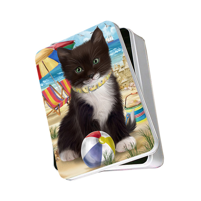 Pet Friendly Beach Tuxedo Cat Photo Storage Tin PITN51611