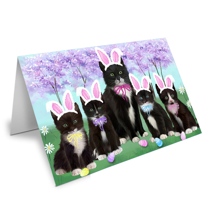 Easter Holiday Tuxedo Cats Handmade Artwork Assorted Pets Greeting Cards and Note Cards with Envelopes for All Occasions and Holiday Seasons GCD76361