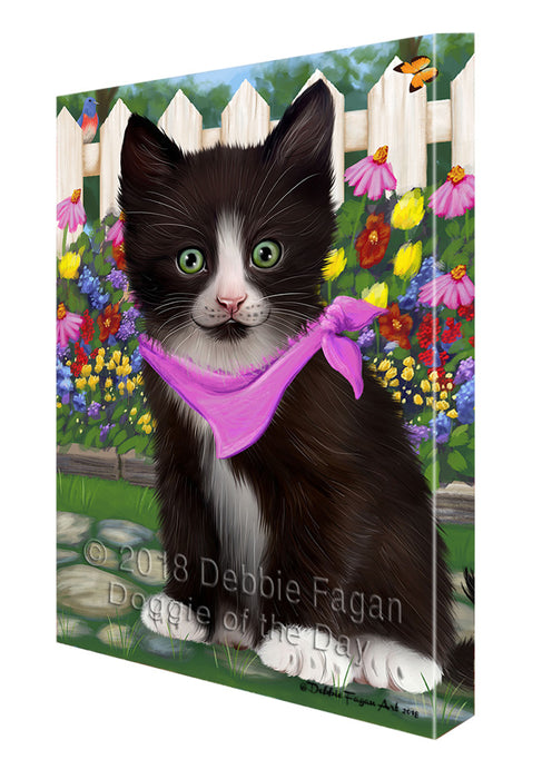 Spring Floral Tuxedo Cat Canvas Print Wall Art Décor CVS87326