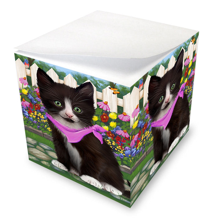 Spring Floral Tuxedo Cat Note Cube NOC52229