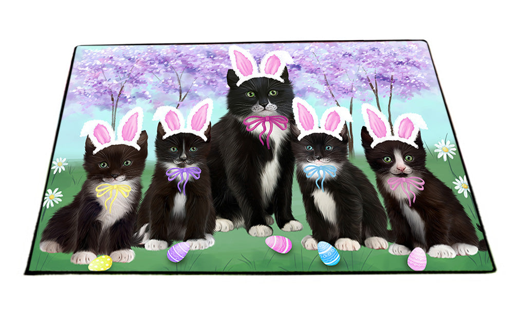 Easter Holiday Tuxedo Cats Floormat FLMS53793