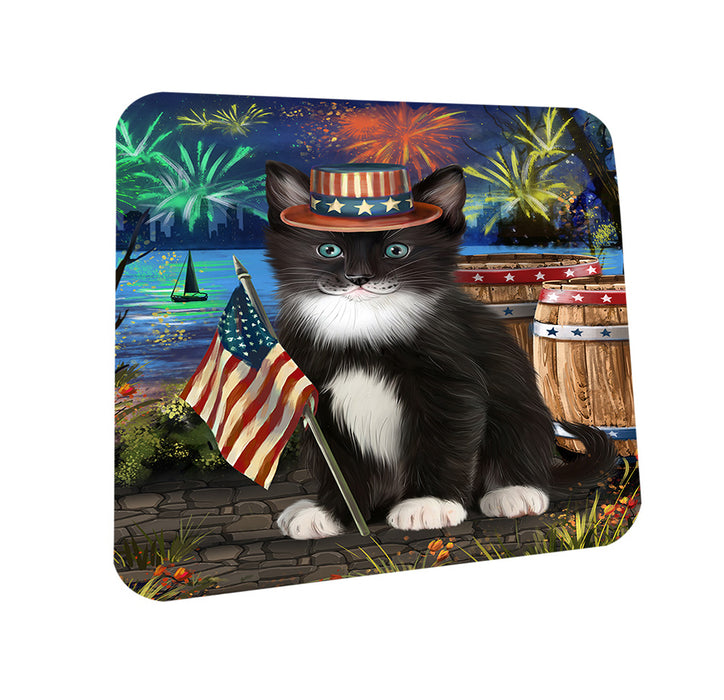 4th of July Independence Day Firework Tuxedo Cat Coasters Set of 4 CST54060