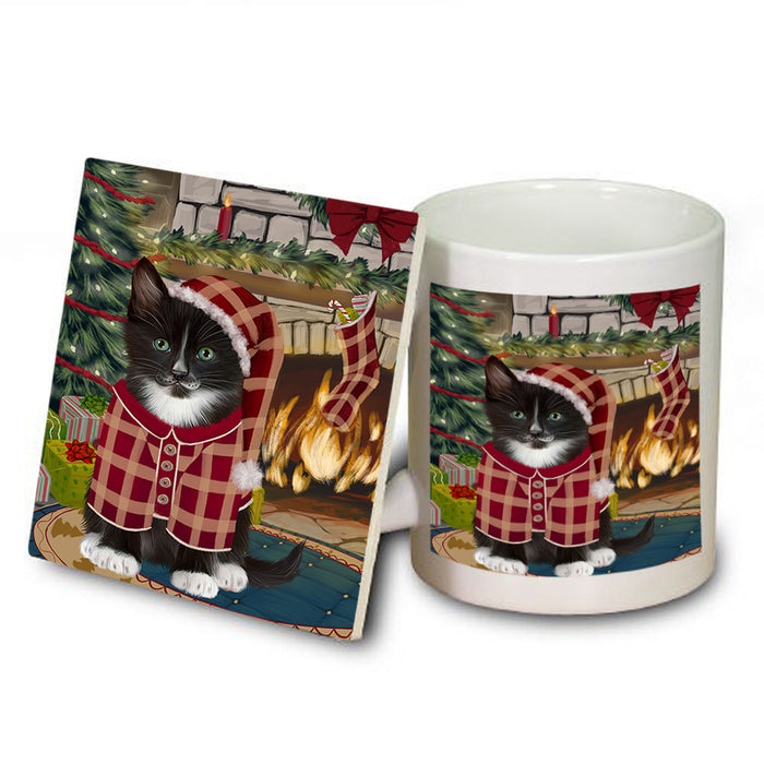 The Stocking was Hung Tuxedo Cat Mug and Coaster Set MUC55635