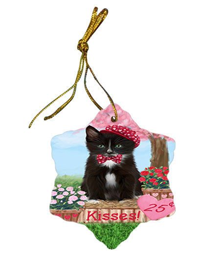 Rosie 25 Cent Kisses Tuxedo Cat Star Porcelain Ornament SPOR56611