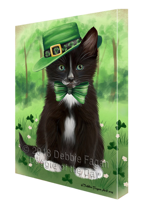 St. Patricks Day Irish Portrait Tuxedo Cat Canvas Print Wall Art Décor CVS135926