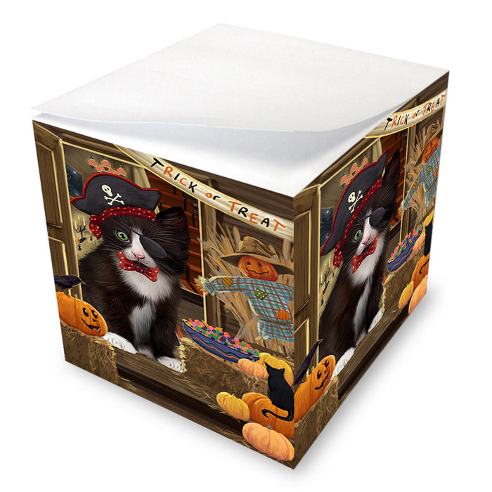 Enter at Own Risk Trick or Treat Halloween Tuxedo Cat Note Cube NOC53321