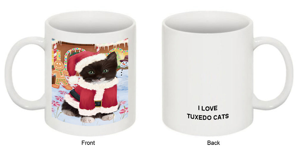 Christmas Gingerbread House Candyfest Tuxedo Cat Coffee Mug MUG51980