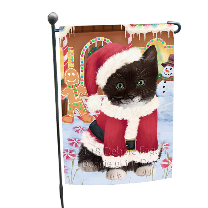 Christmas Gingerbread House Candyfest Tuxedo Cat Garden Flag GFLG57210