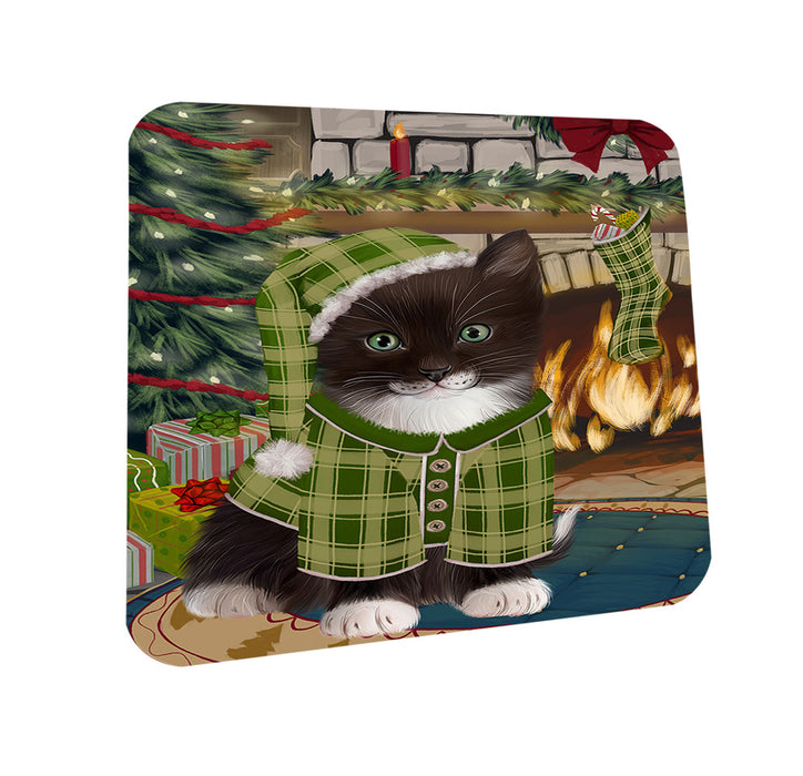 The Stocking was Hung Tuxedo Cat Coasters Set of 4 CST55602