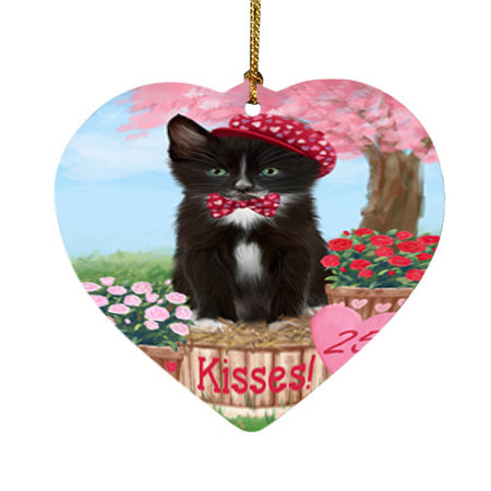 Rosie 25 Cent Kisses Tuxedo Cat Heart Christmas Ornament HPOR56611